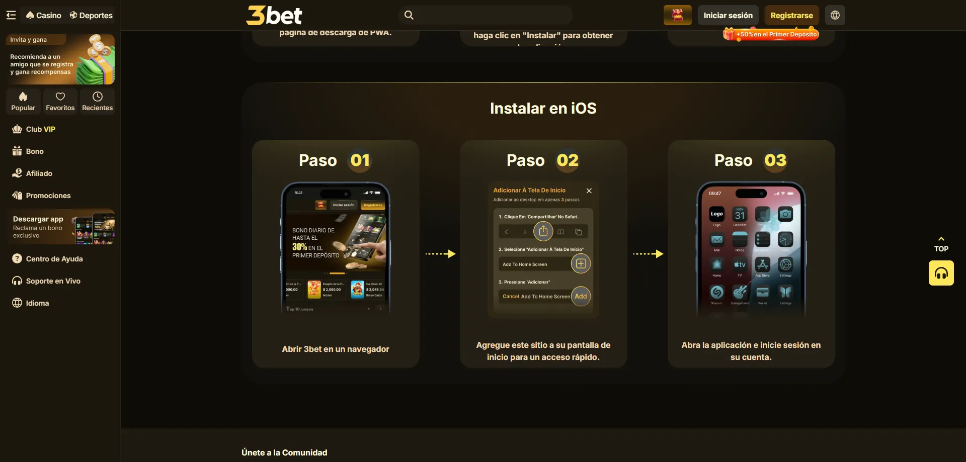 Aplicación móvil de 3bet Casino para Android e iOS